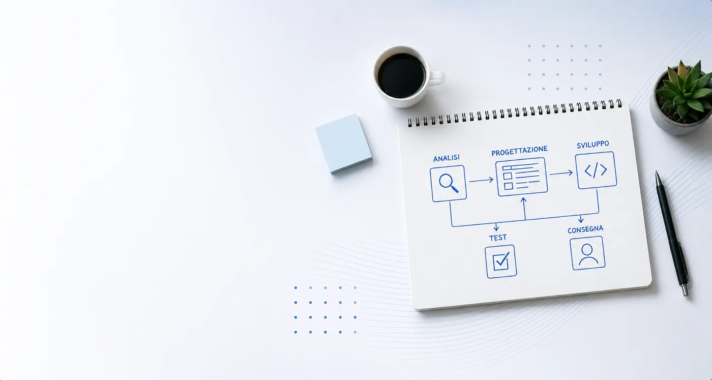 Schema di un applicativo aziendale collegato ad attività, dati e utenti