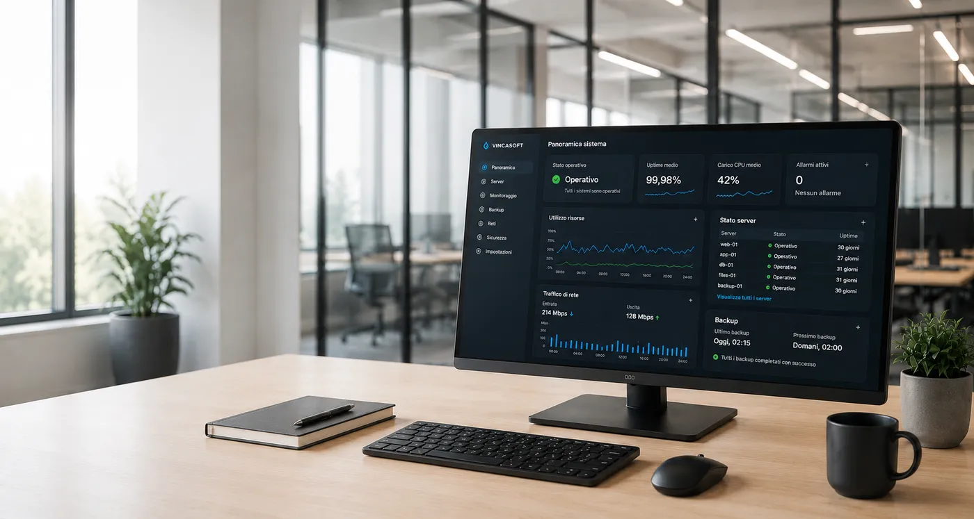 Dashboard operativa infrastruttura cloud Vincasoft